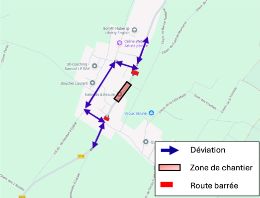 plan de déviation route de Velannes