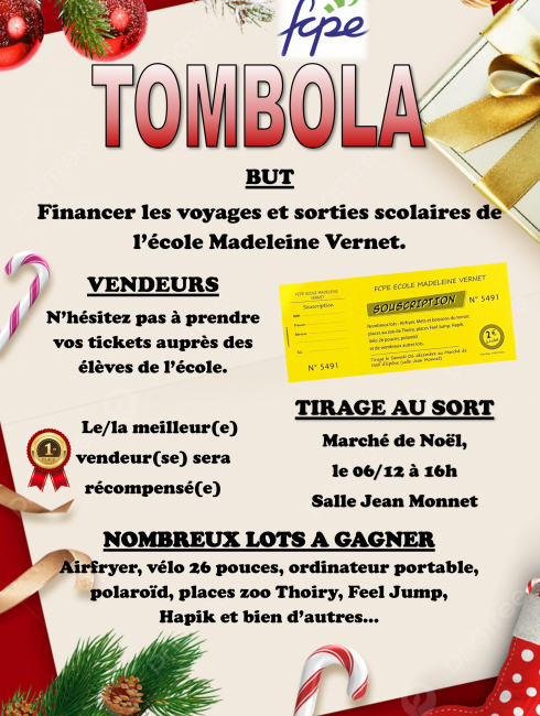 TOMBOLA au profit de l'école Madeleine Vernet