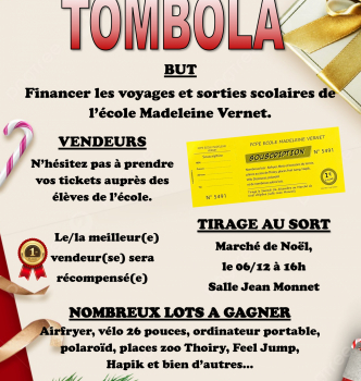TOMBOLA au profit de l'école Madeleine Vernet