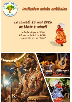 carton d'invitation pour la soirée antillaise à Epône