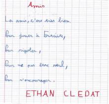 Poème enfant - Amis - Ethan Cledat